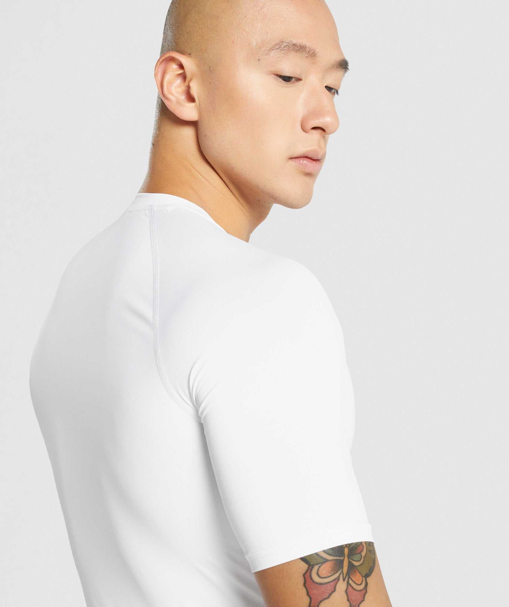 White Gymshark Element Baselayer Men's T Shirts | ECGSQL561