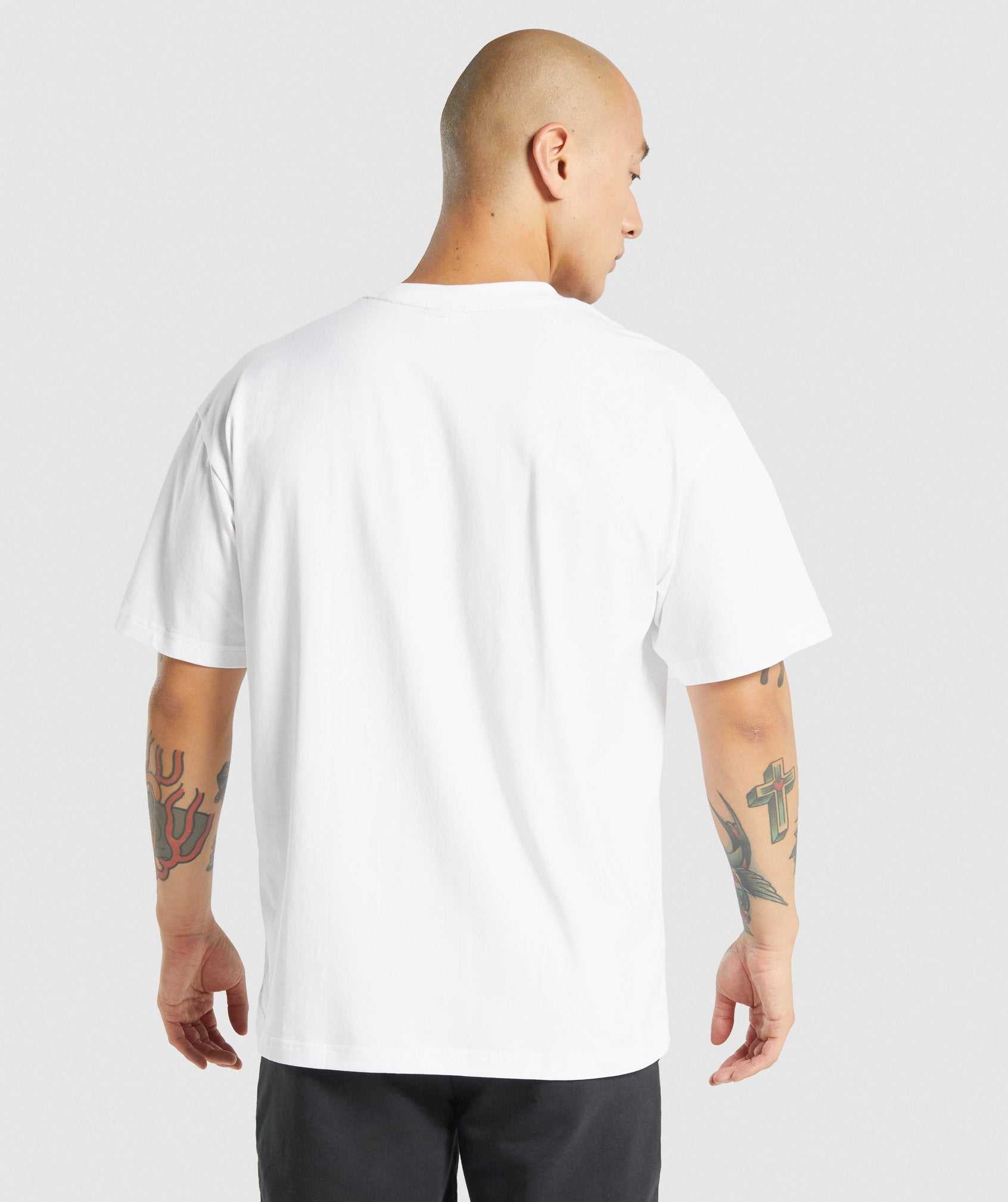 White Gymshark Essential Oversized Men's T Shirts | HWYVIU495