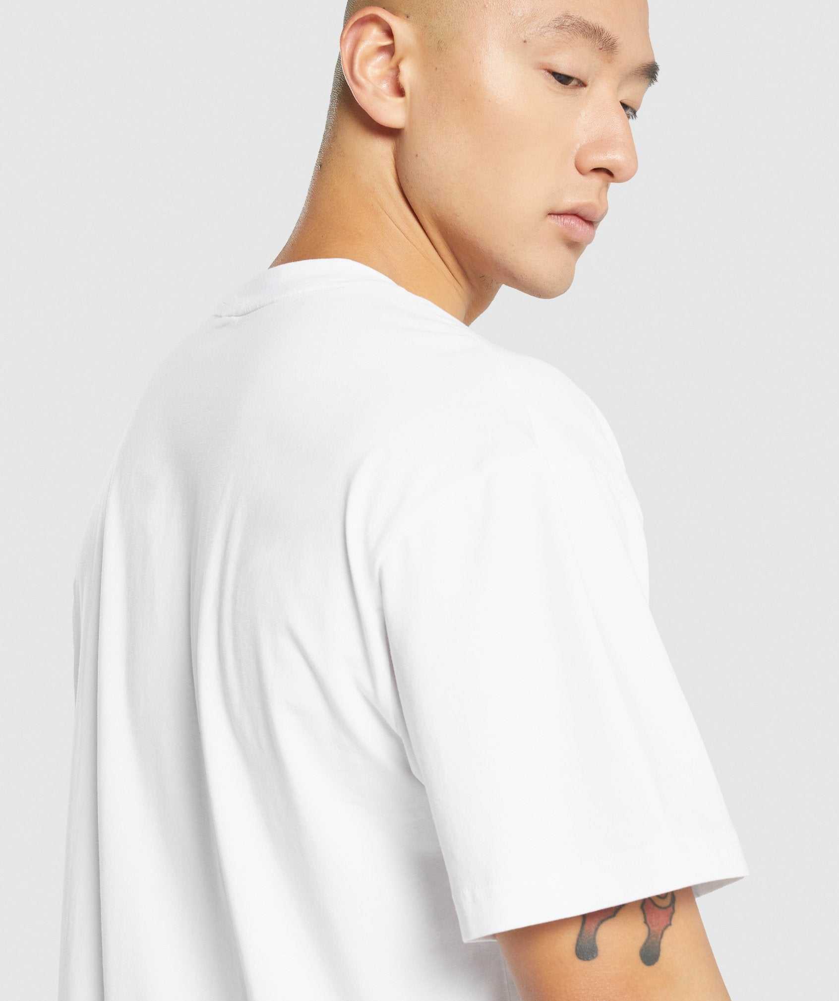 White Gymshark Essential Oversized Men's T Shirts | HWYVIU495