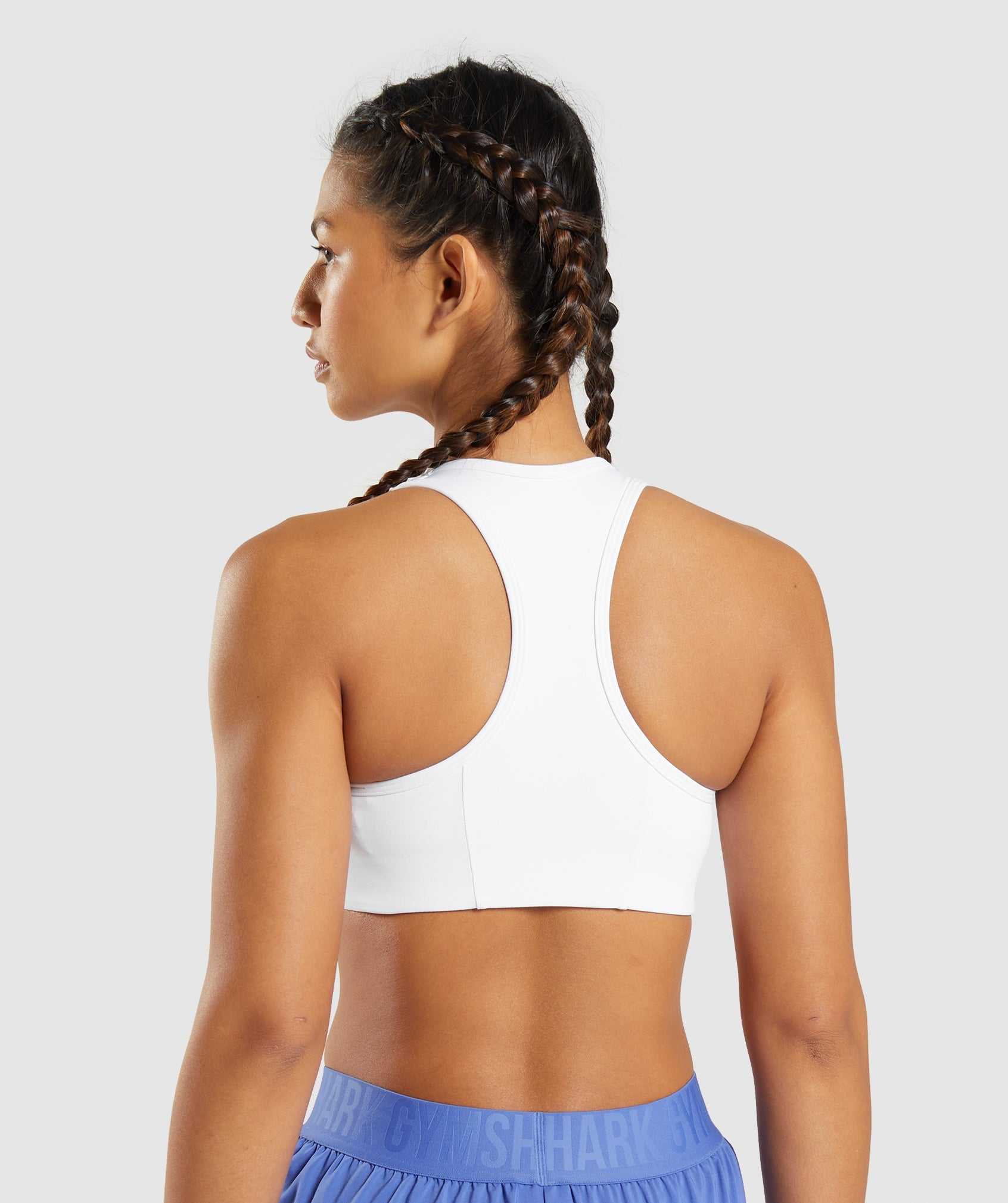 White Gymshark Essential Racer Back Women's Sports Bra | IPCFRB356