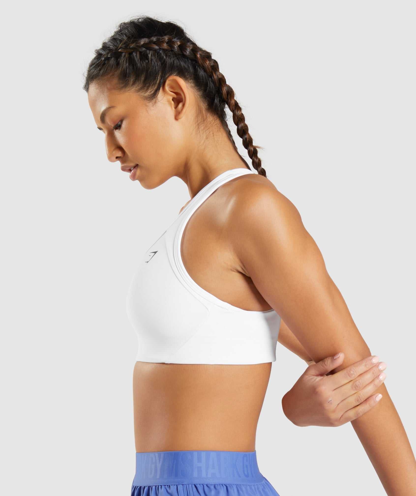 White Gymshark Essential Racer Back Women's Sports Bra | IPCFRB356