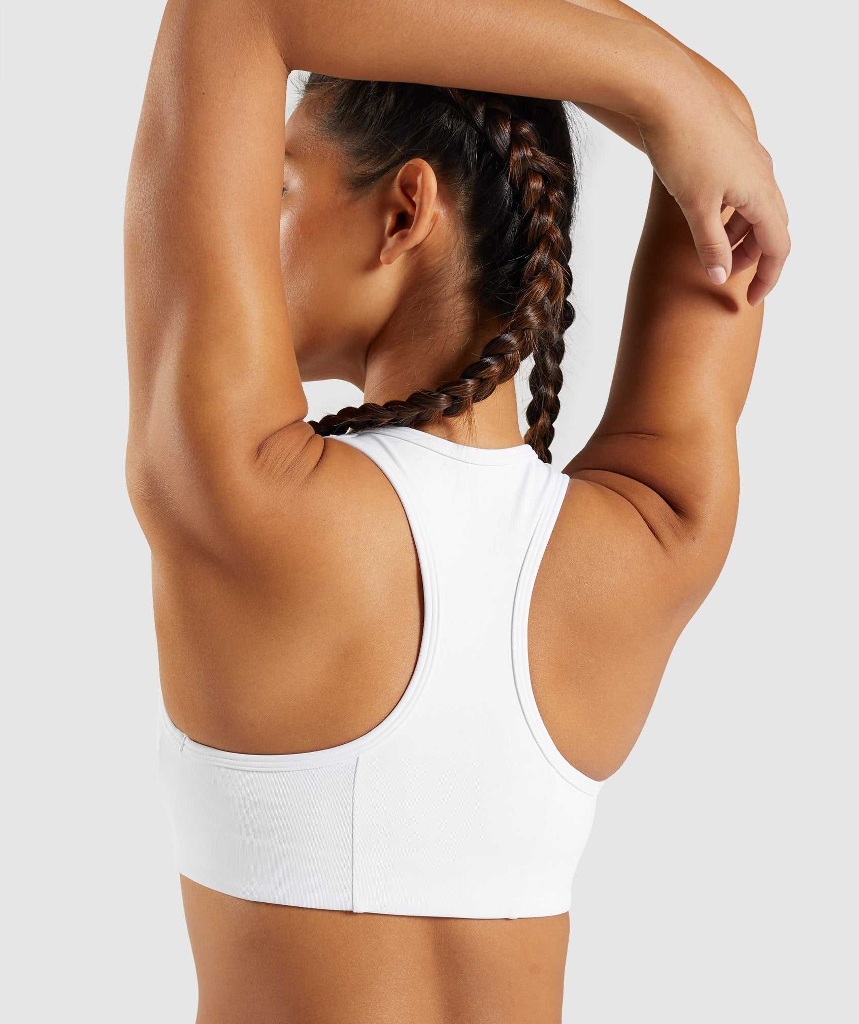 White Gymshark Essential Racer Back Women's Sports Bra | IPCFRB356