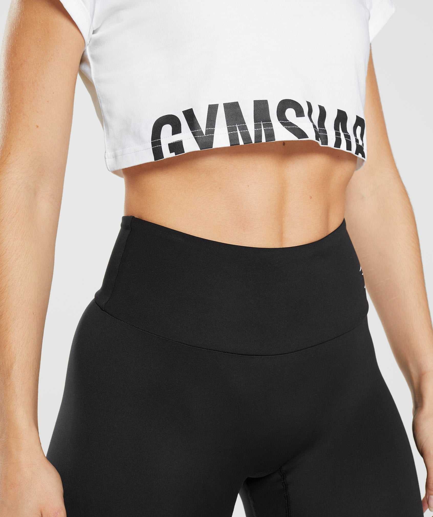 White Gymshark Fraction Crop Women's Tops | DFENTU391