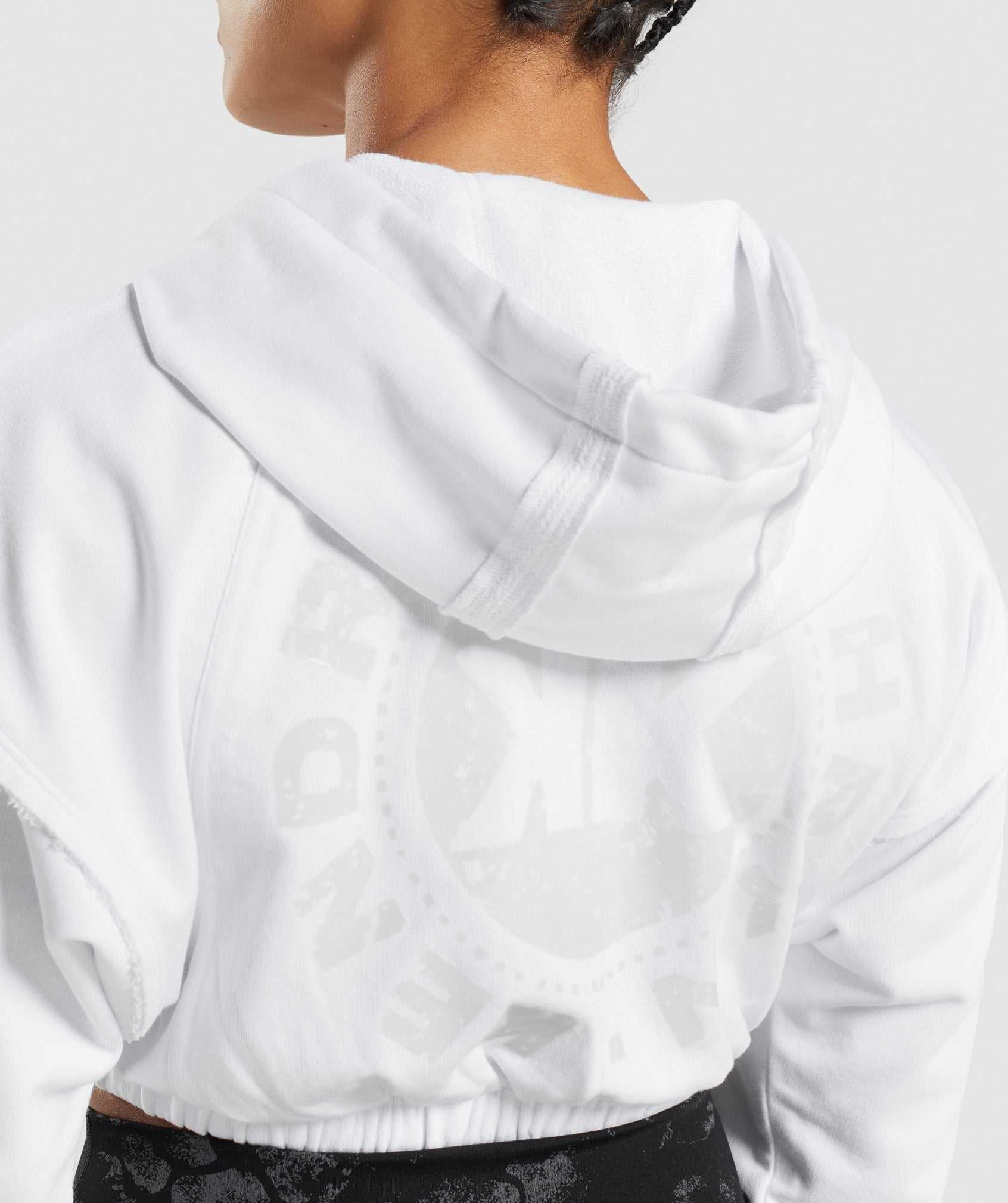 White Gymshark KK Fit Zip-Up Cropped Women's Hoodie | WUQFTD387