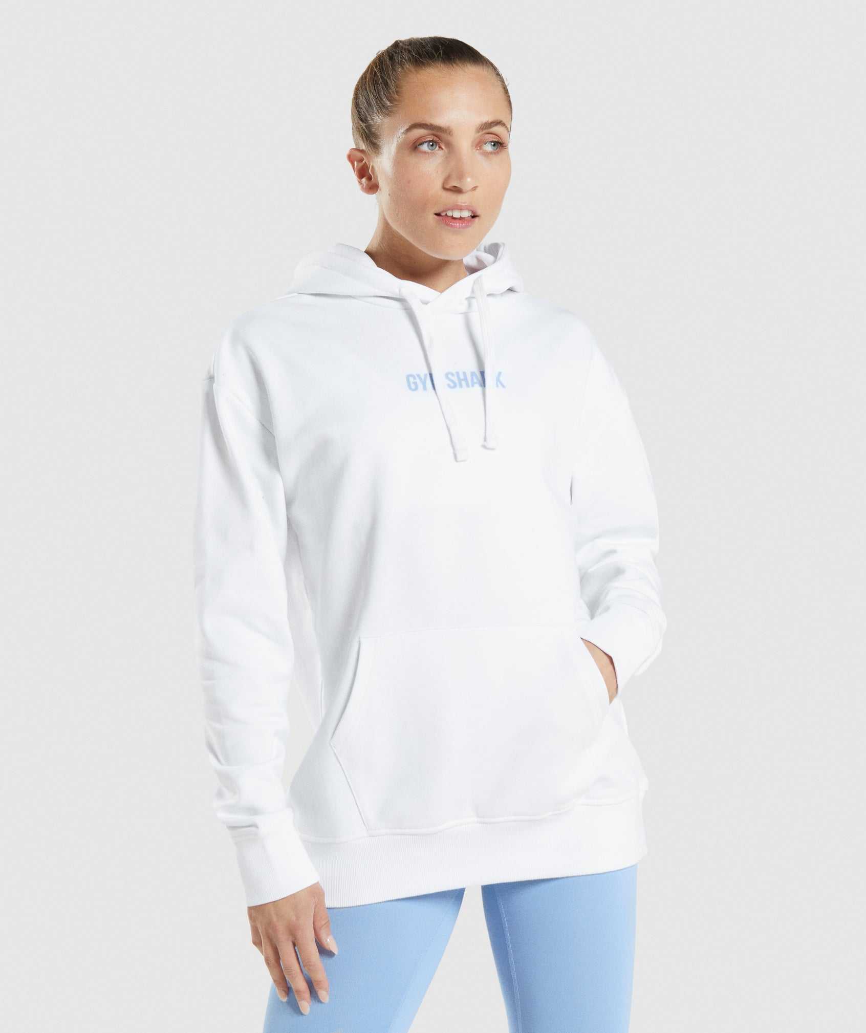 White Gymshark Leg Day Oversized Women's Pullover | KDXSMU825