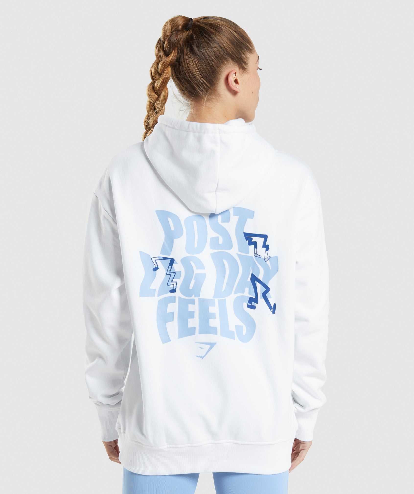 White Gymshark Leg Day Oversized Women's Pullover | KDXSMU825