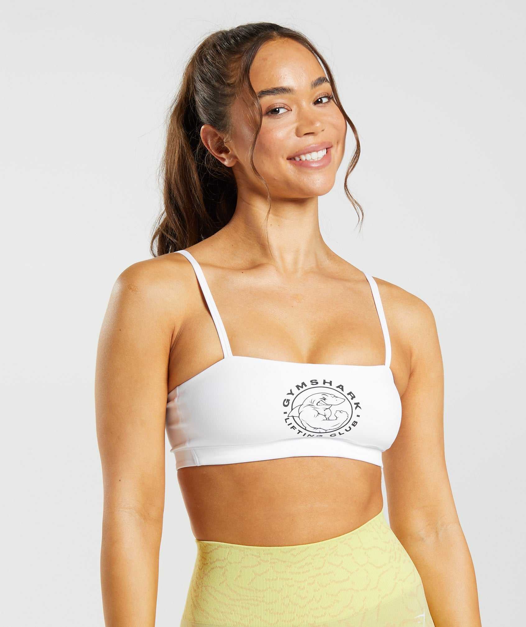 White Gymshark Legacy Bandeau Bra Women's Sports Bra | KVQHSN489