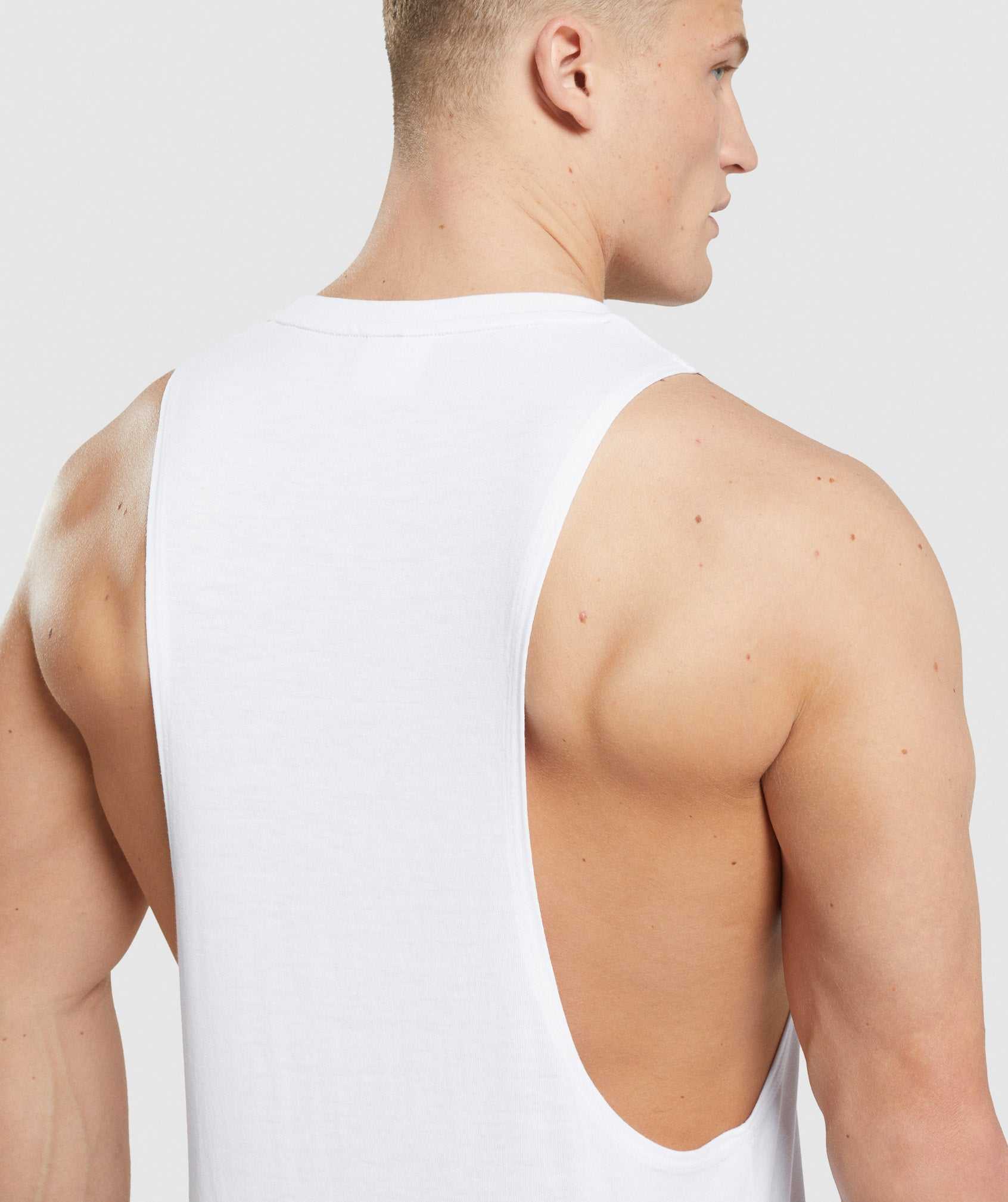 White Gymshark Legacy Drop Arm Men's Tanks | WPDGSB591