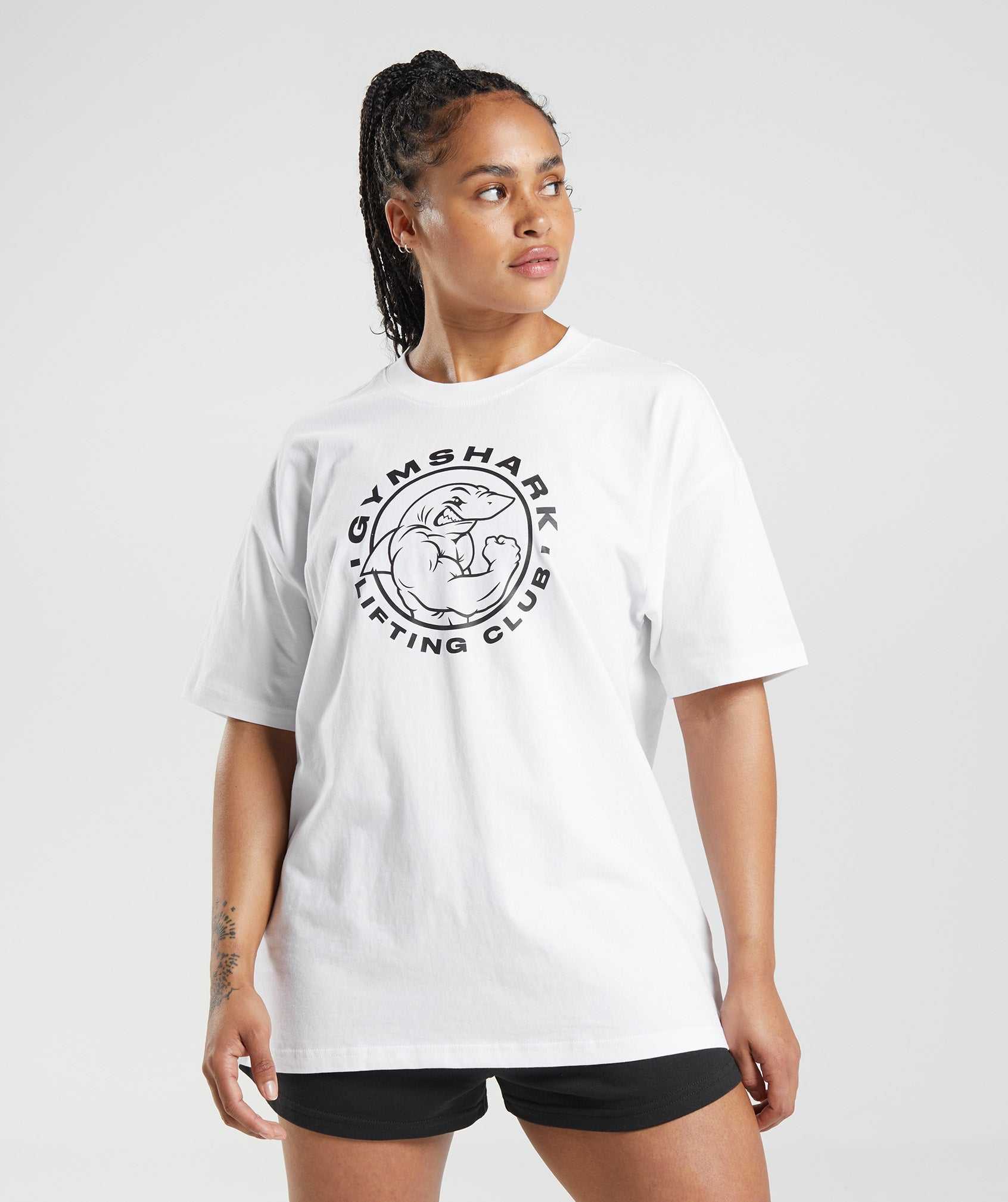 White Gymshark Legacy Oversized Women's T Shirts | ZGXAJU397