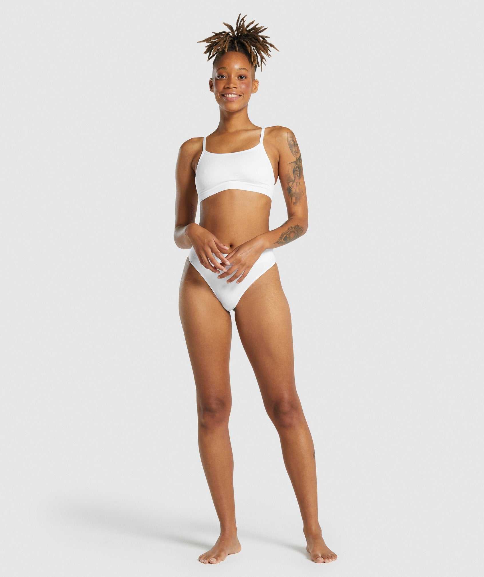 White Gymshark Seamless High Rise Thong Women's Underwear | OZNMBR916