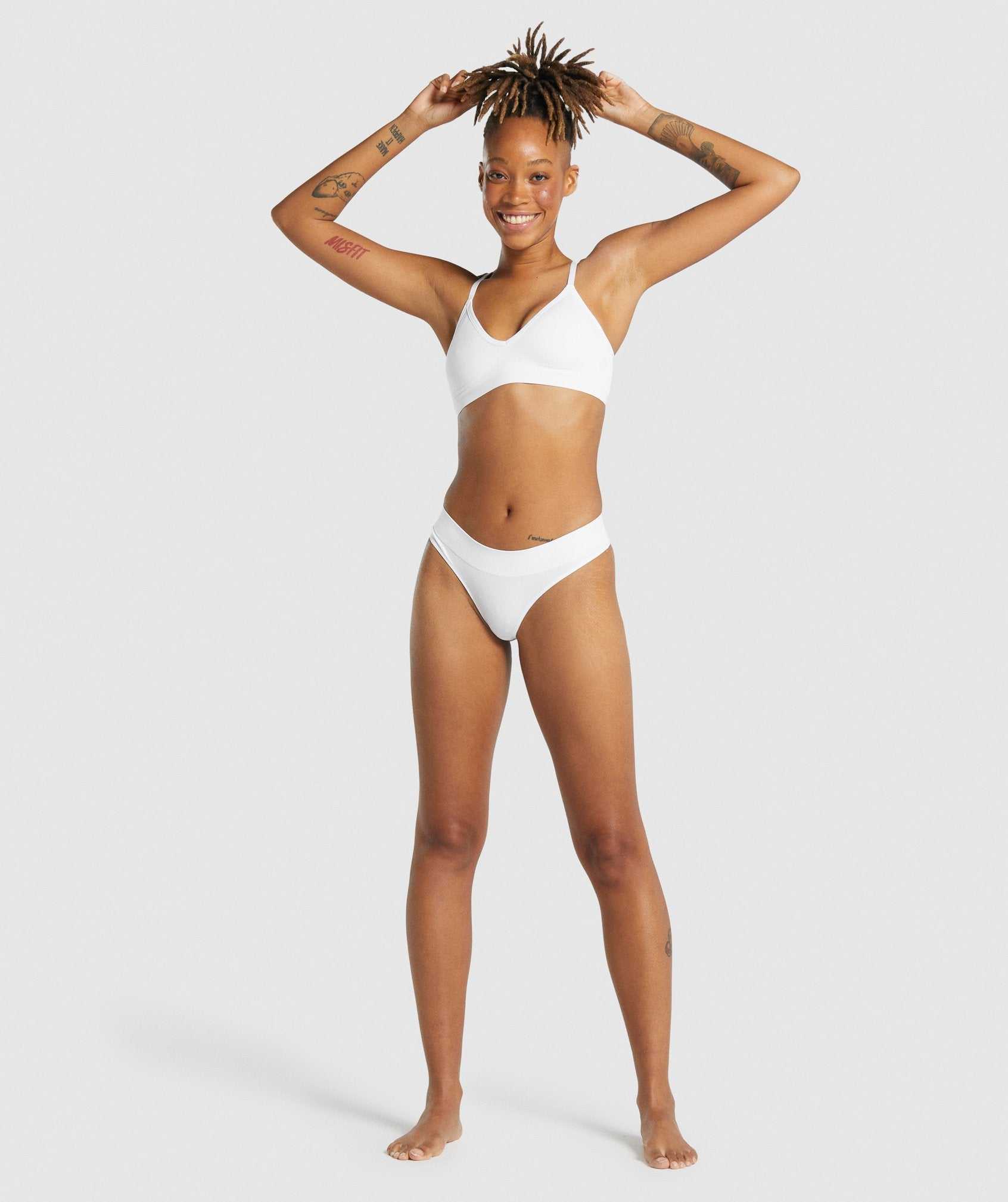 White Gymshark Seamless Low Neck Bralette Women's Underwear | RYUMXK258