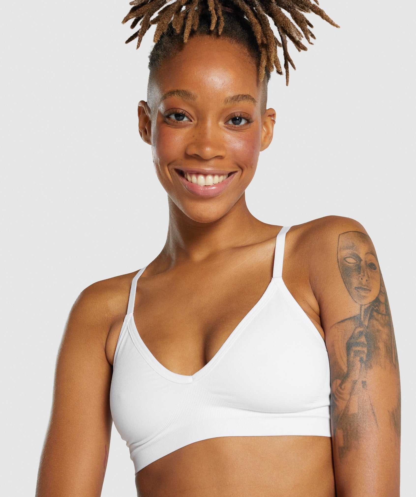 White Gymshark Seamless Low Neck Bralette Women's Underwear | RYUMXK258