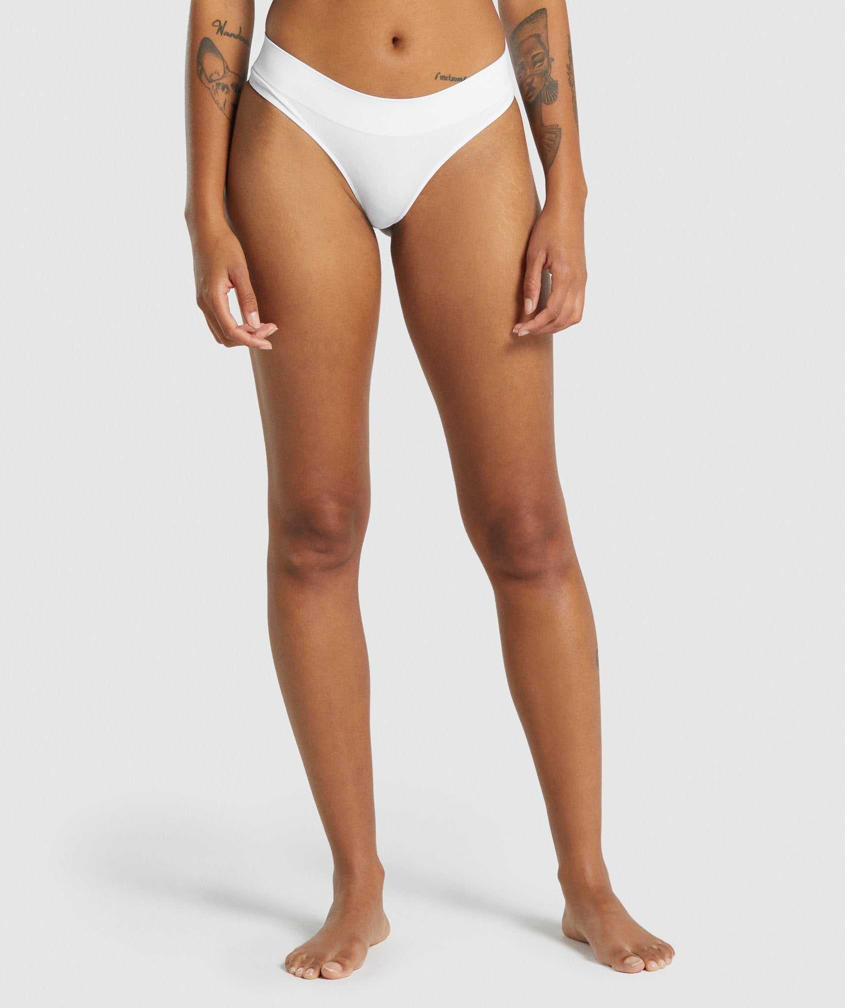 White Gymshark Seamless Thong Women\'s Underwear | HMLONX840