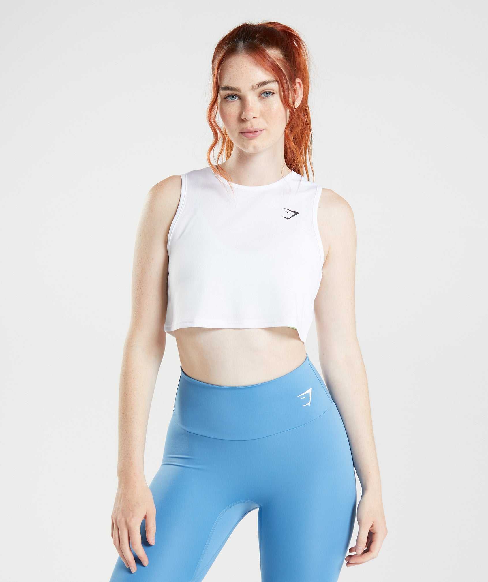 White Gymshark Training Crop Women's Tops | JXANRQ752