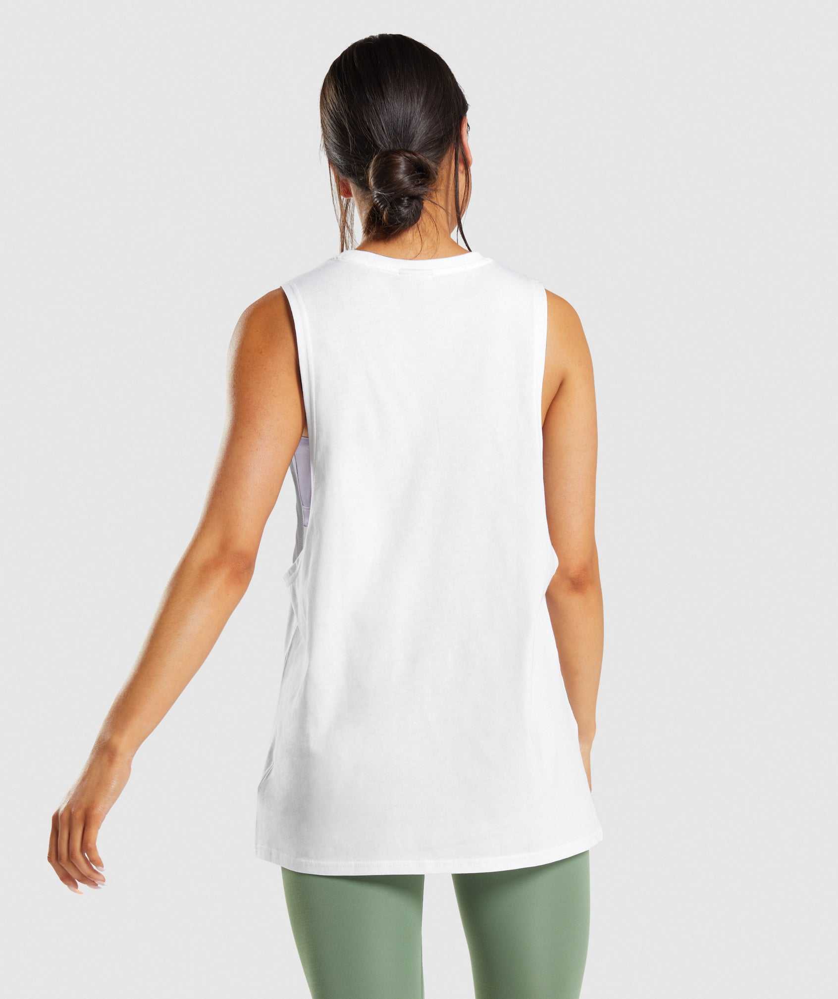 White Gymshark Training Drop Arm Women's Tanks | KVQCJL972