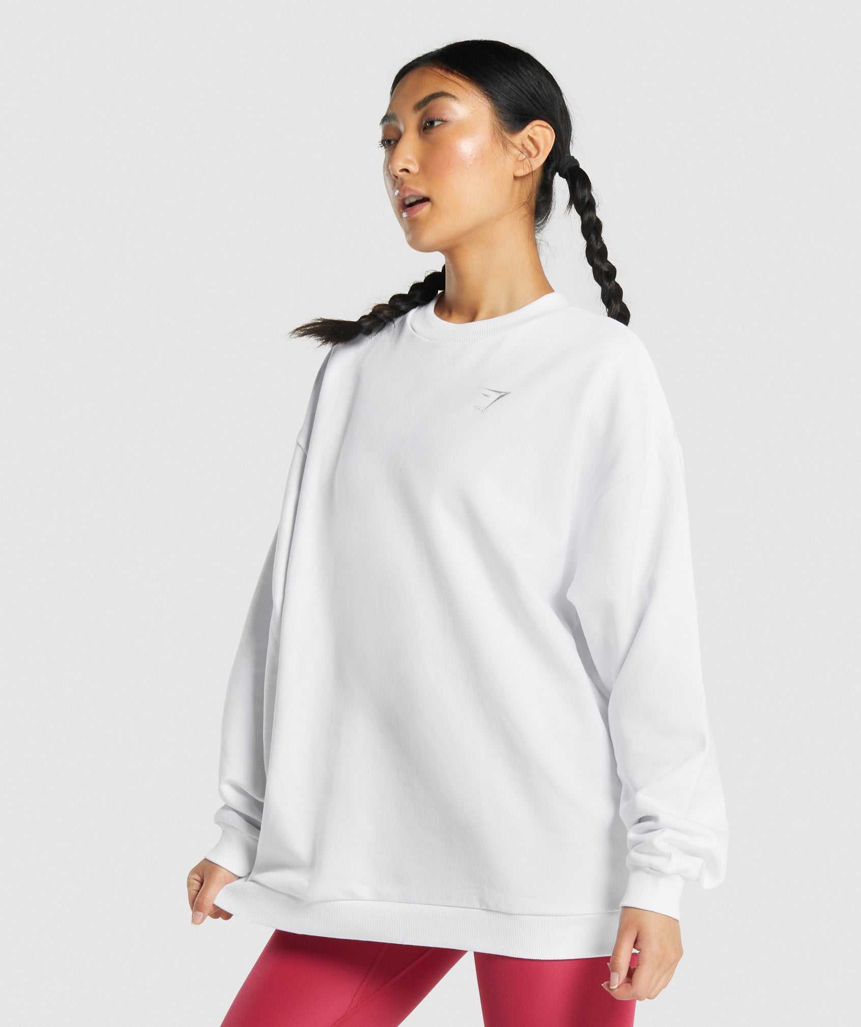 White Gymshark Training Oversized Sweatshirt Women's Pullover | KUNFQE019