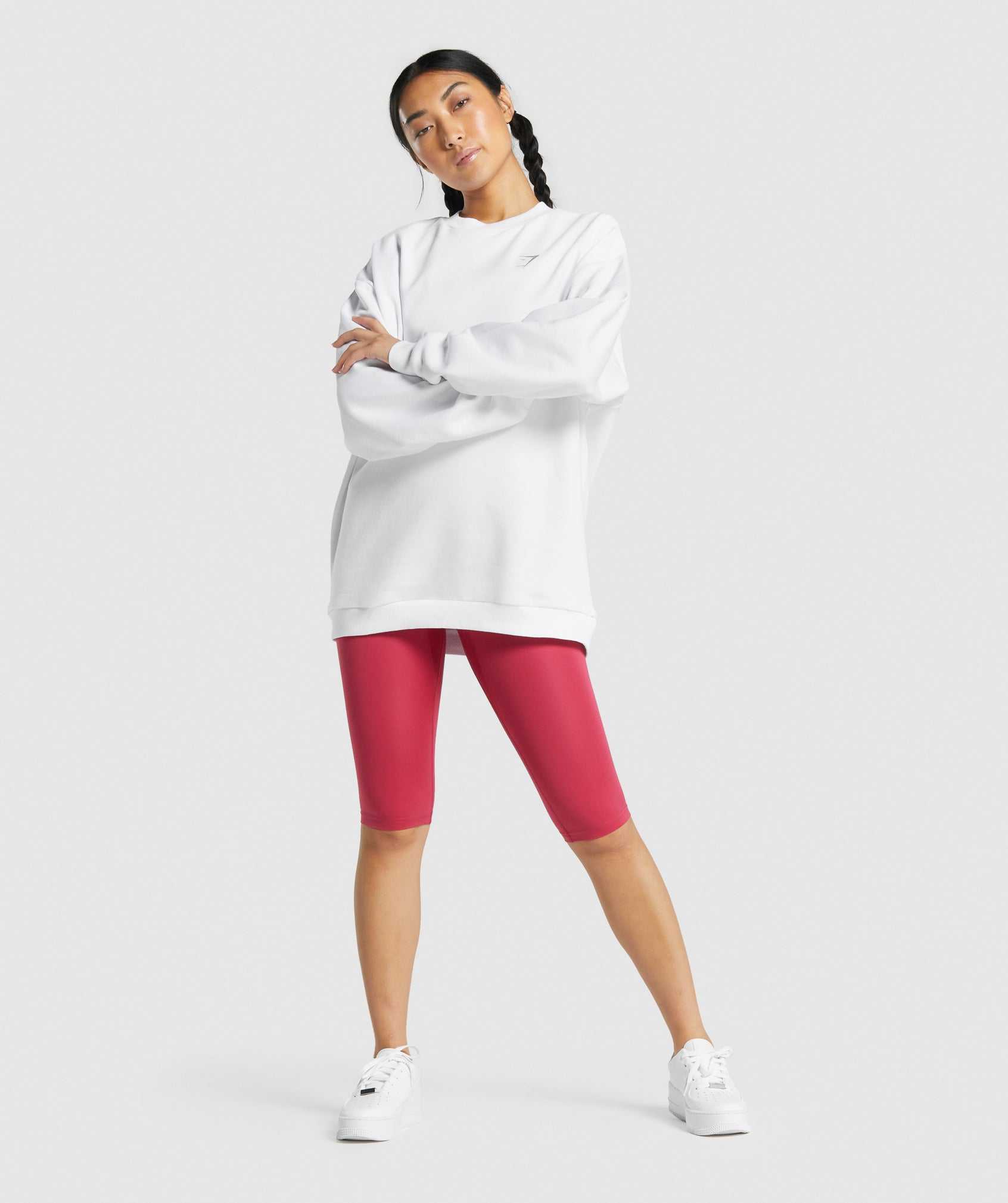 White Gymshark Training Oversized Sweatshirt Women's Pullover | KUNFQE019