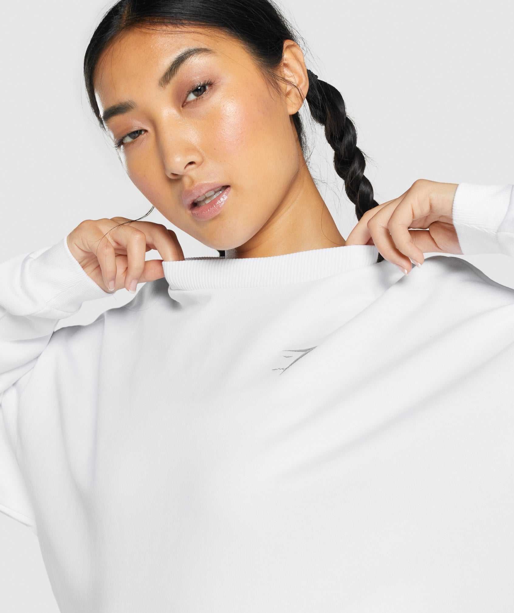 White Gymshark Training Oversized Sweatshirt Women's Pullover | KUNFQE019