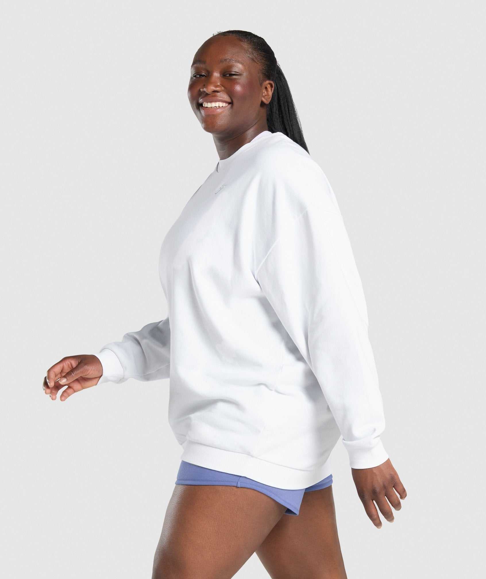 White Gymshark Training Oversized Sweatshirt Women's Pullover | PVZWHT812