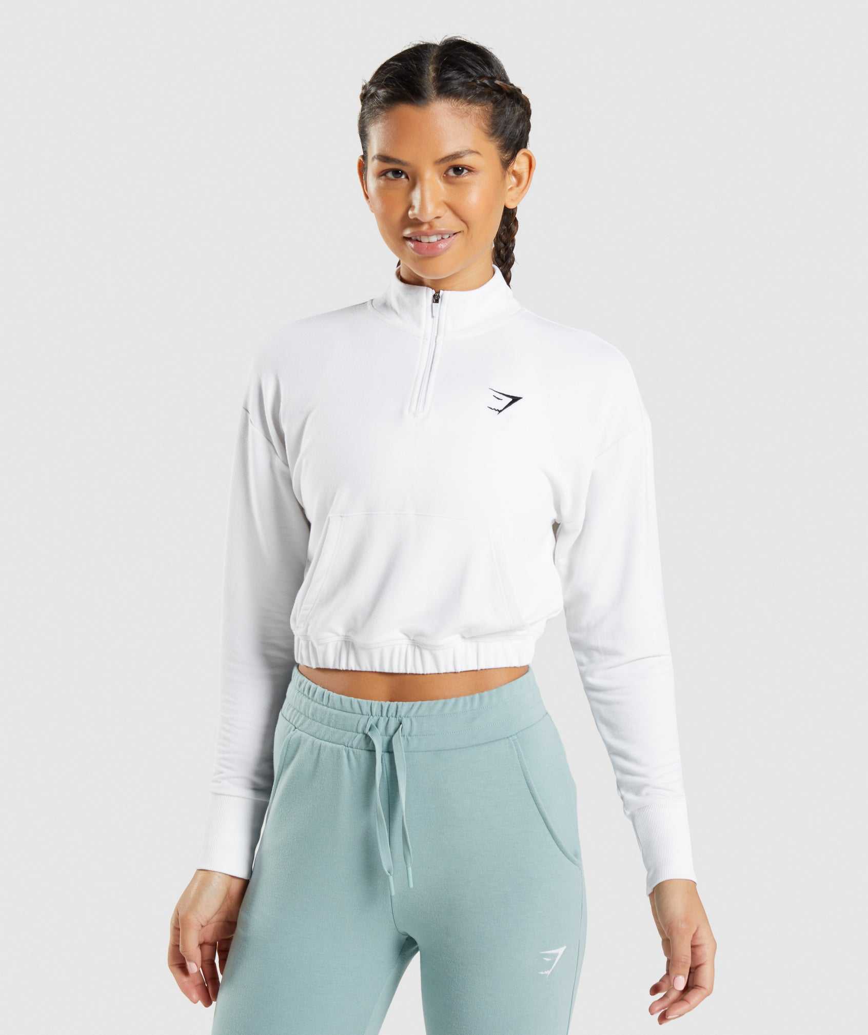 White Gymshark Training Pippa Women\'s Pullover | WZIHDK859