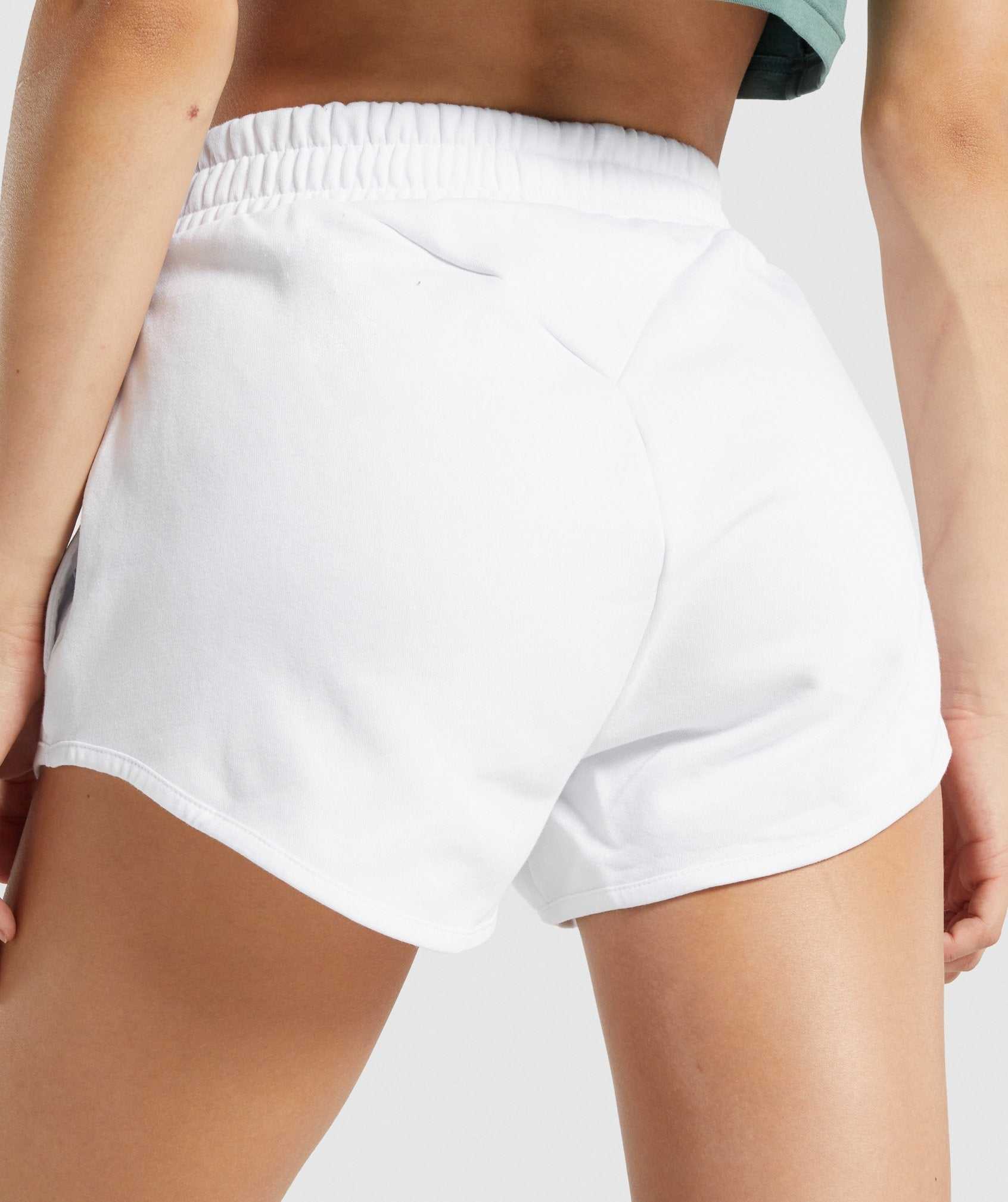 White Gymshark Training Sweat Women's Shorts | JBKAEP542