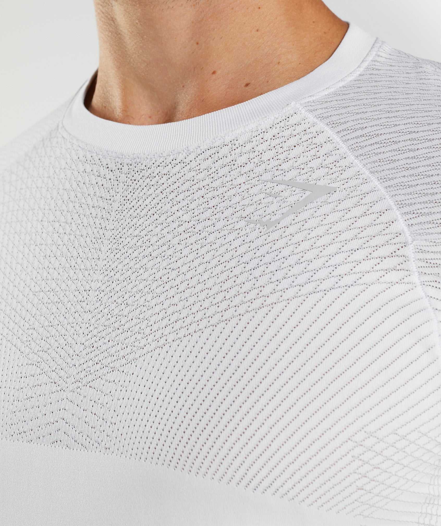 White / Light Grey Gymshark Apex Seamless Men's T Shirts | BQLDWC769