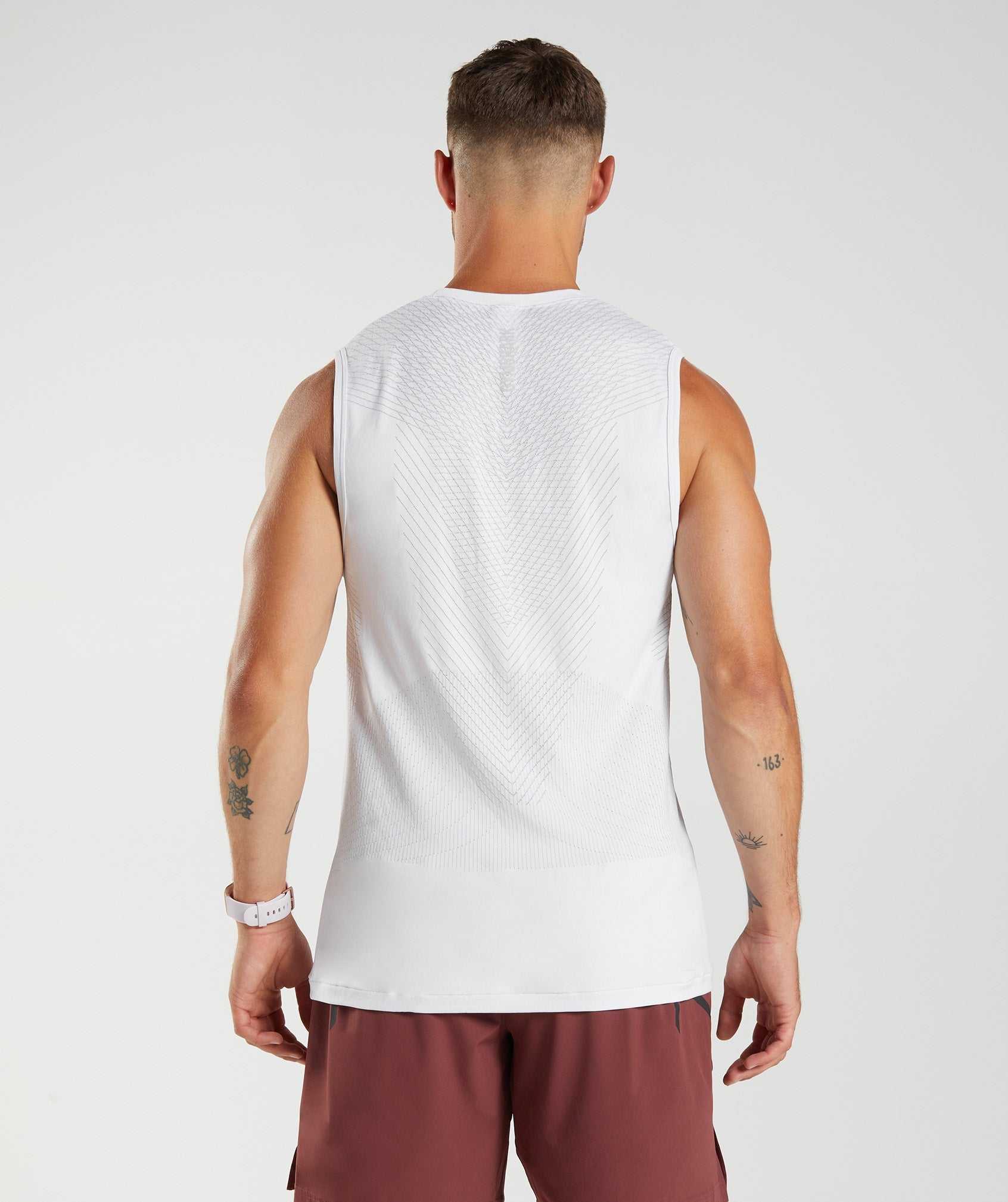 White / Light Grey Gymshark Apex Seamless Men's Tanks | JLWAGT380