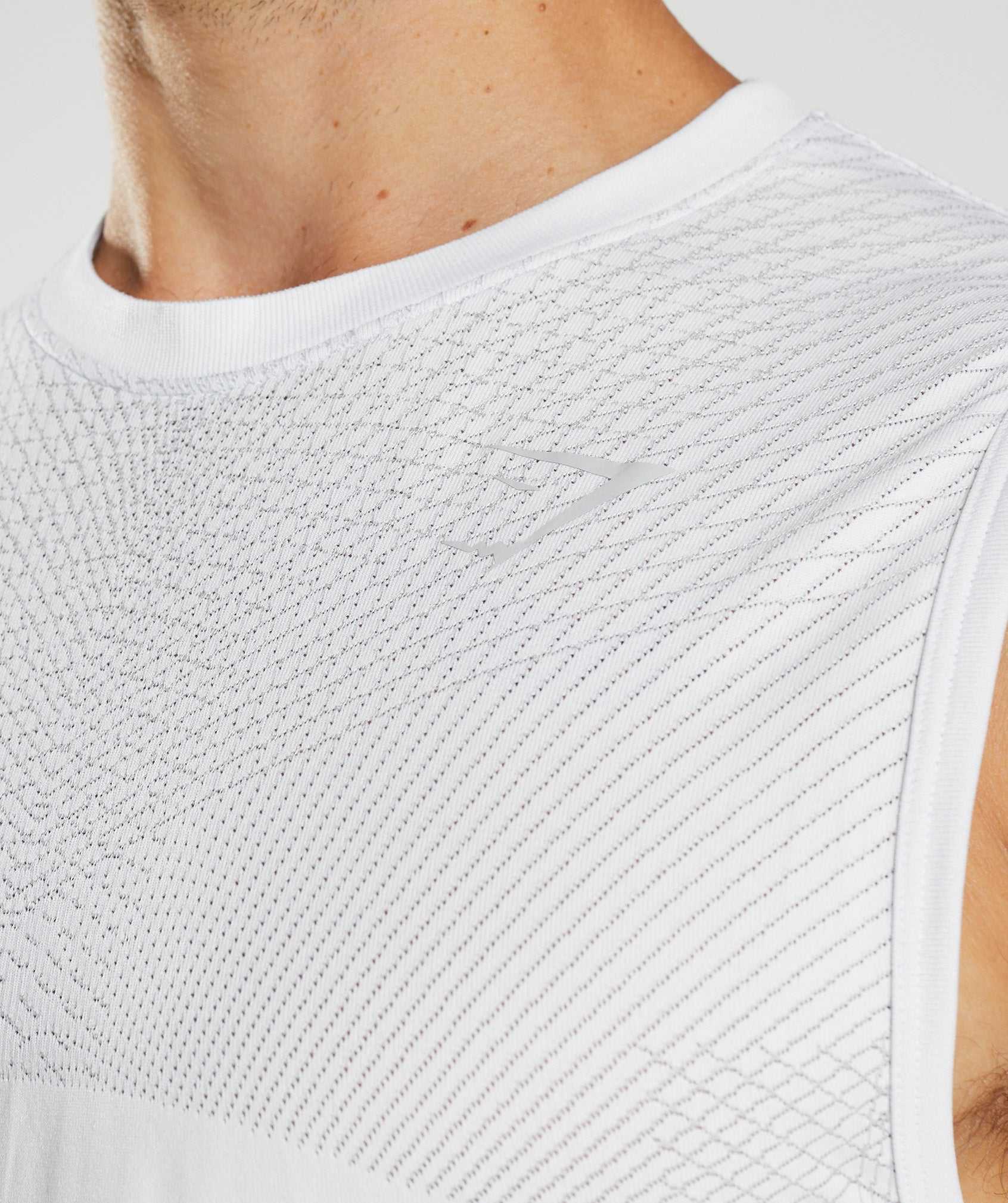 White / Light Grey Gymshark Apex Seamless Men's Tanks | JLWAGT380