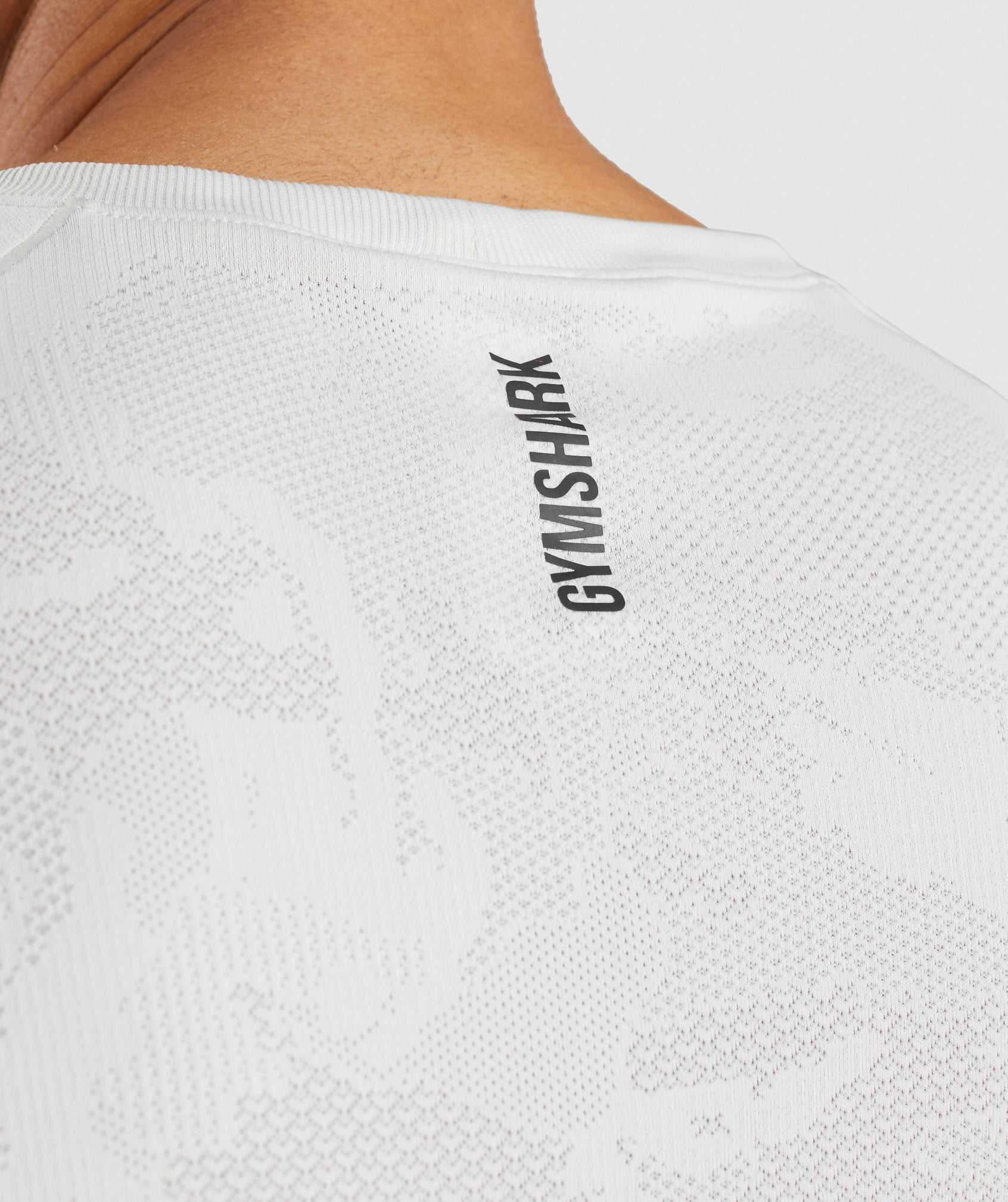 White / Light Grey Gymshark Geo Seamless Men's T Shirts | BPQSXF493