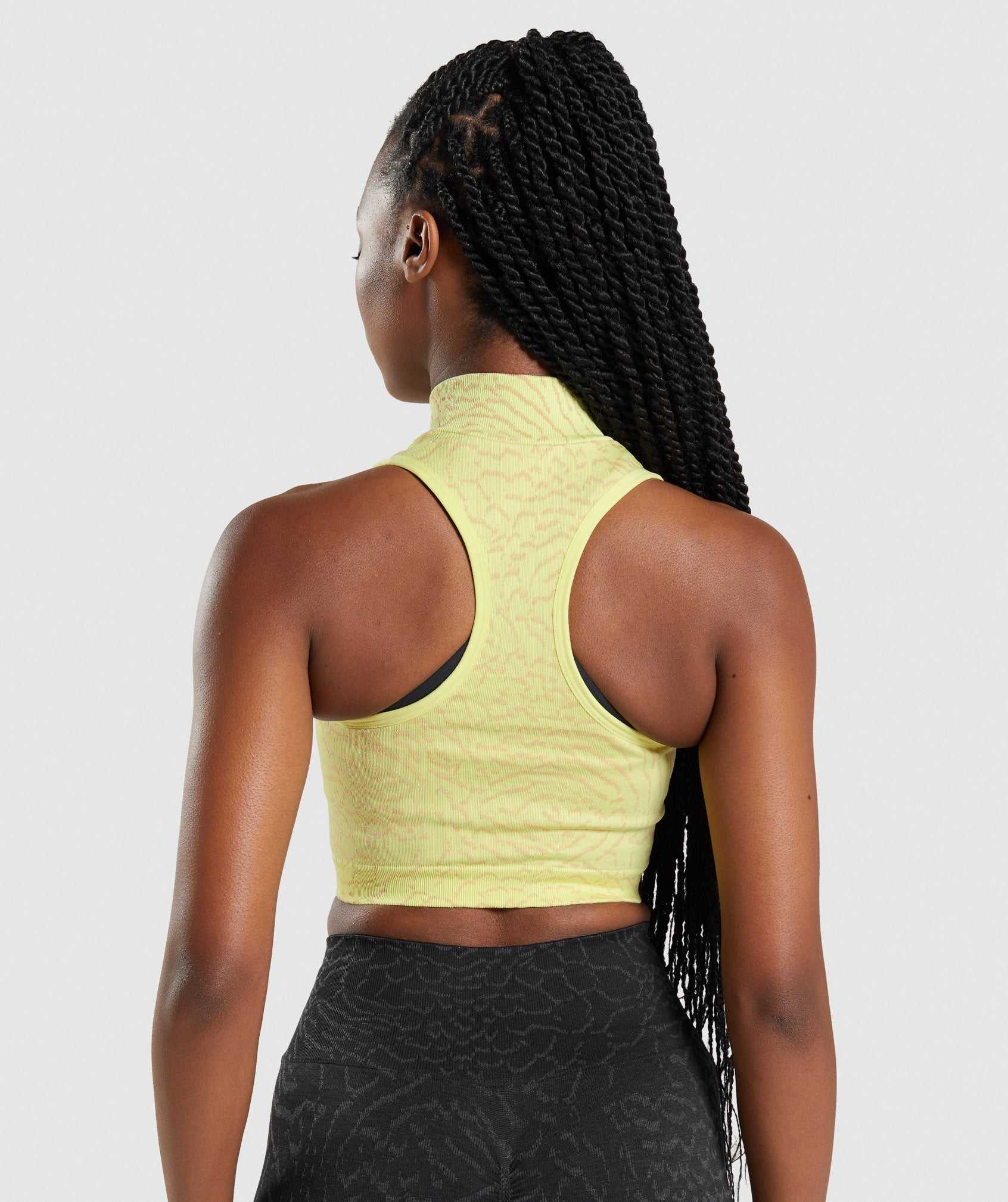 Yellow Gymshark Adapt Animal Seamless Crop 1/2 Zip Women's Tops | TSGCPN563