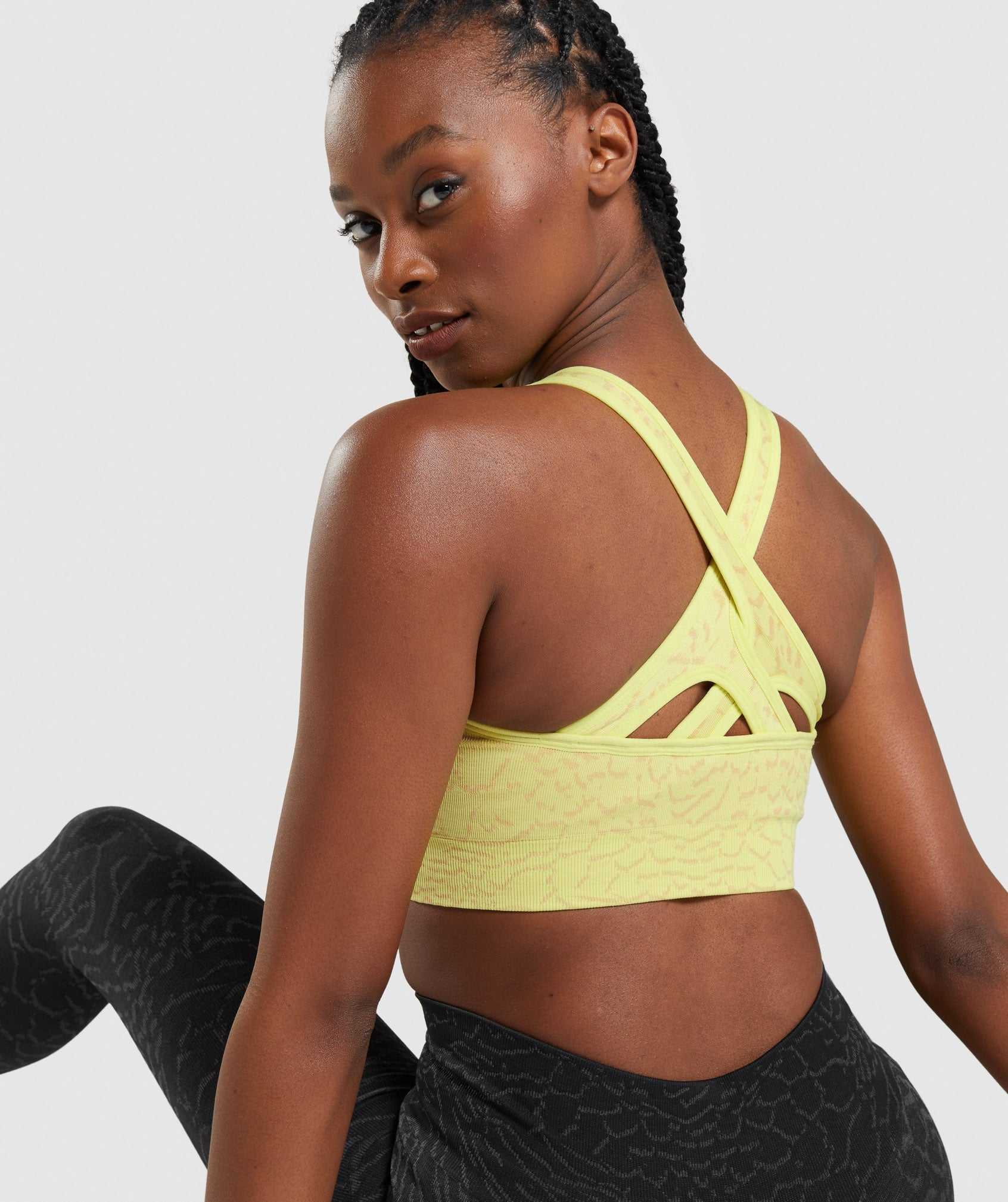 Yellow Gymshark Adapt Animal Seamless Women's Sports Bra | LQDHBV583