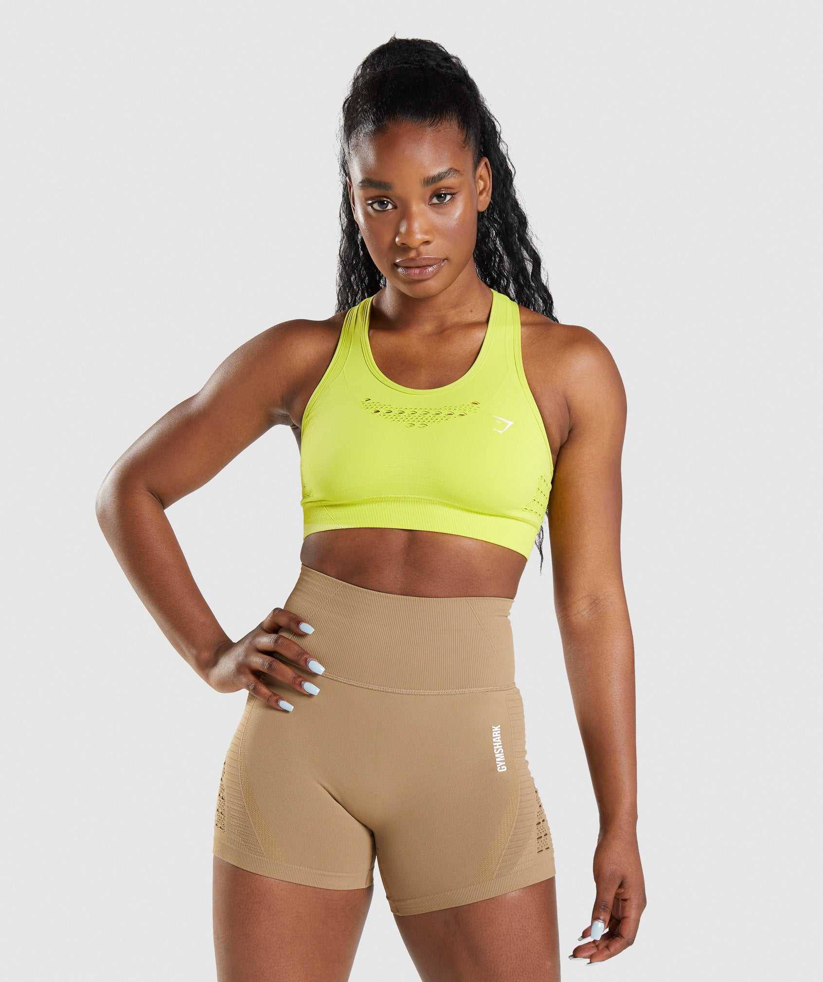 Yellow Gymshark Energy Seamless Women\'s Sports Bra | FTIMPZ730