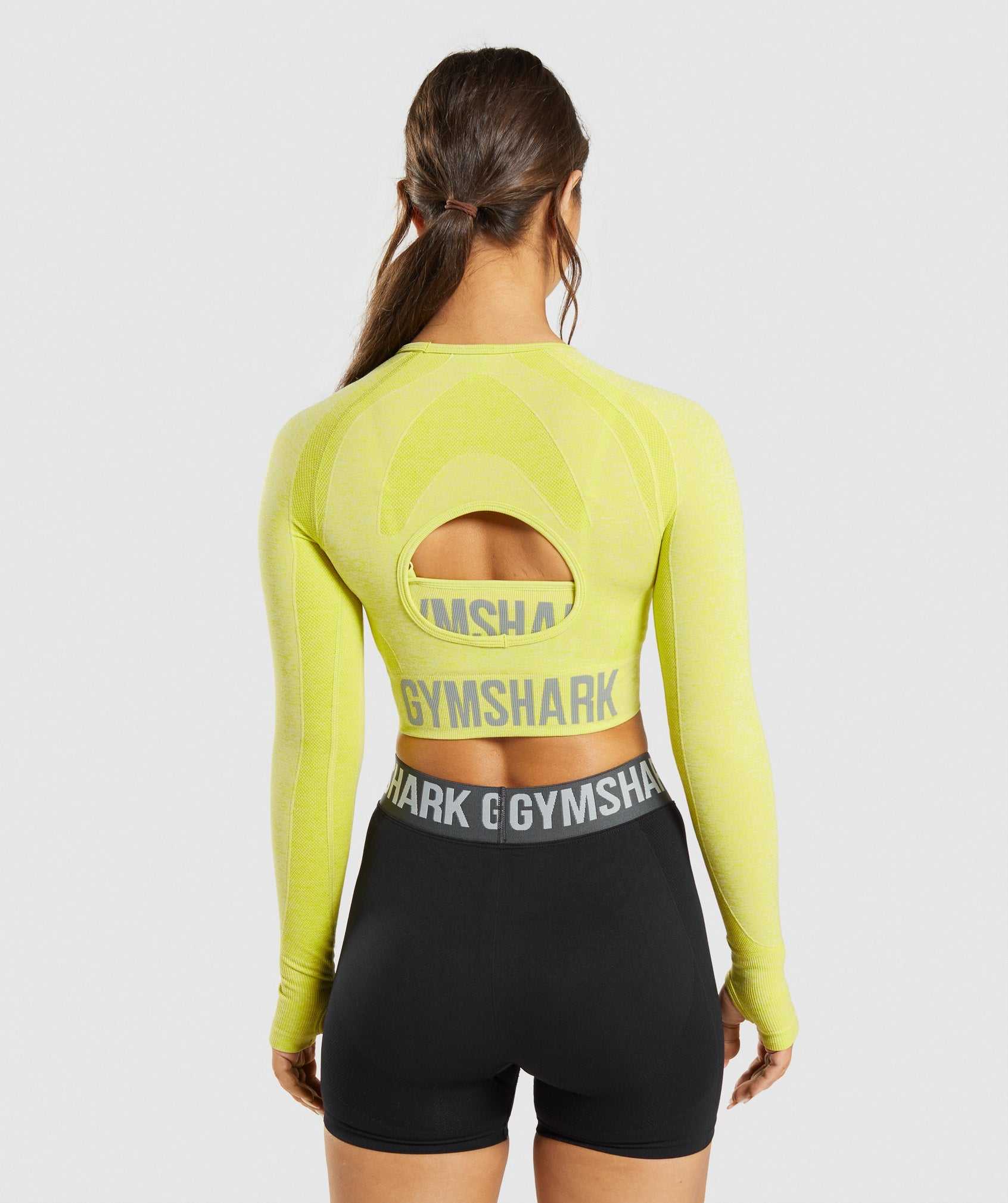 Yellow Gymshark Flex Sports Long Sleeve Crop Women's Tops | EQUJSW839