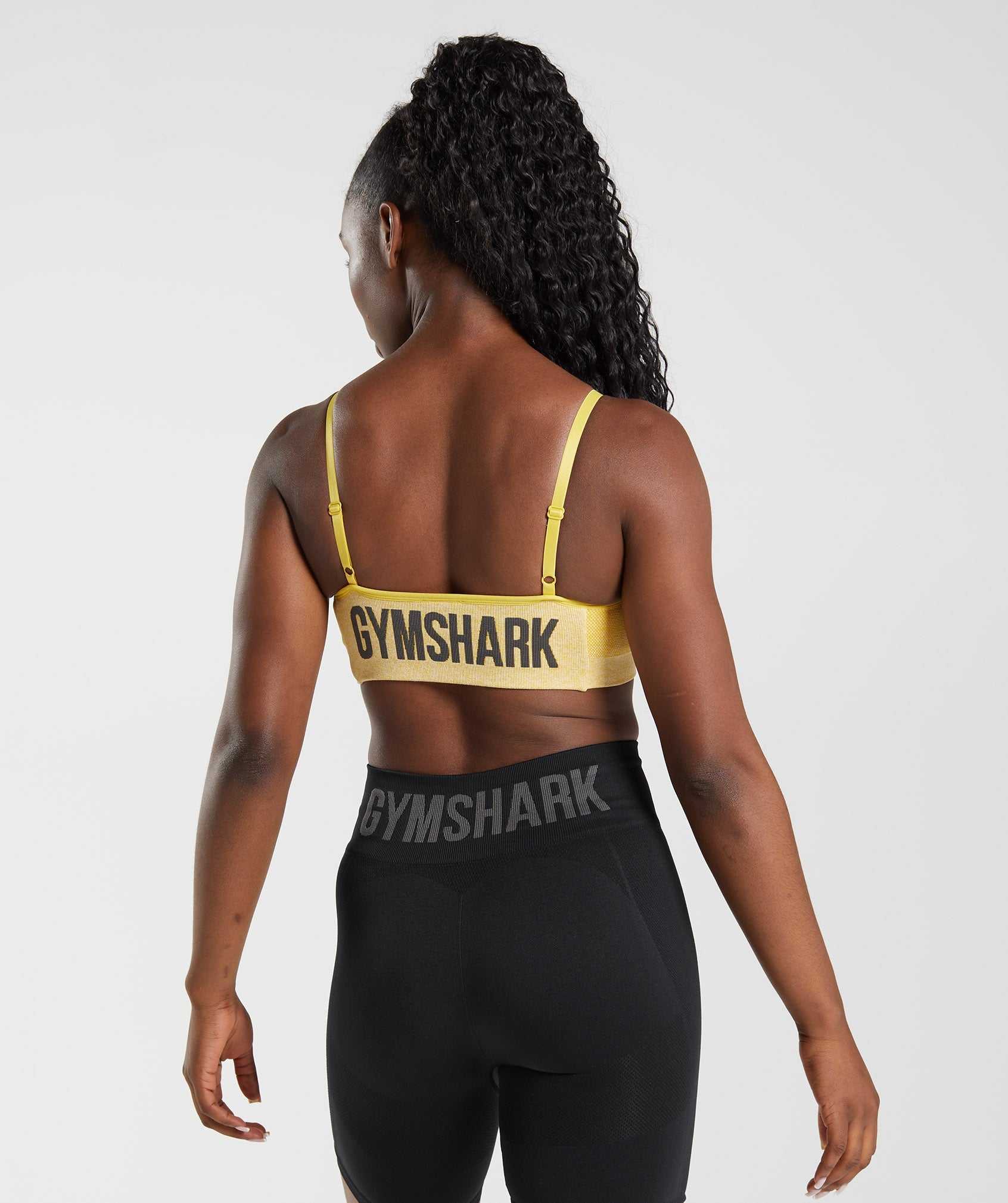 Yellow / White Gymshark Flex Strappy Women's Sports Bra | HVXRPT536