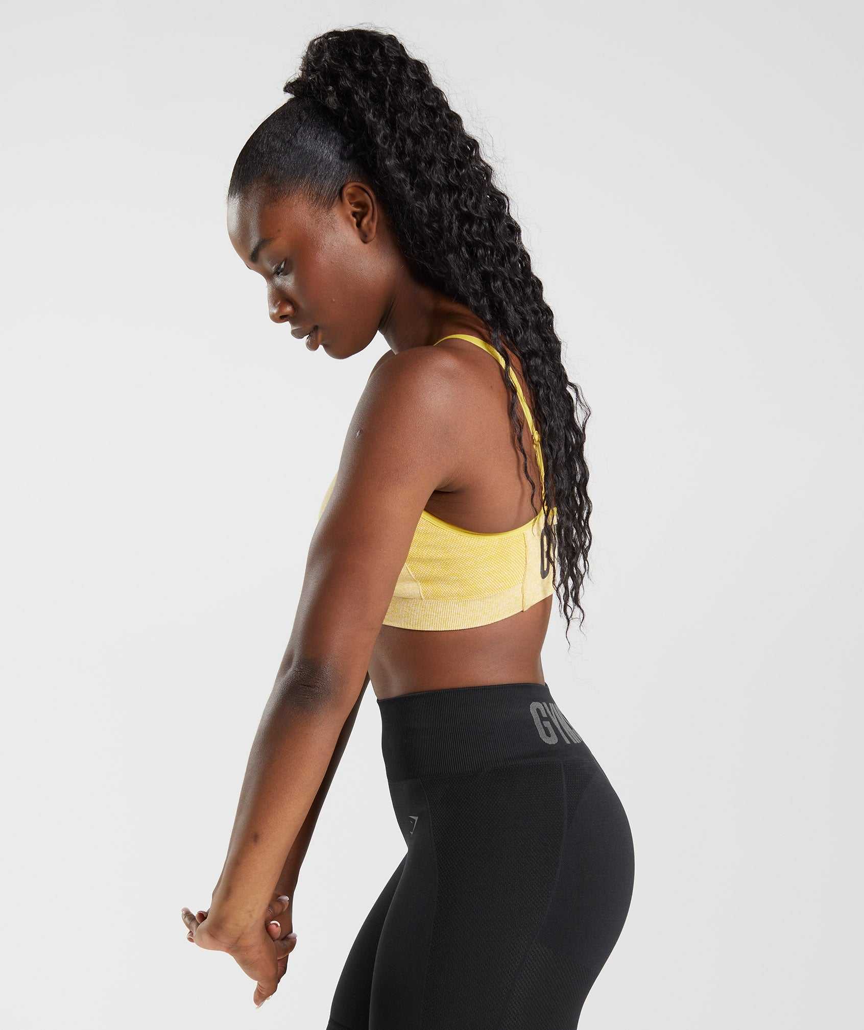 Yellow / White Gymshark Flex Strappy Women's Sports Bra | HVXRPT536