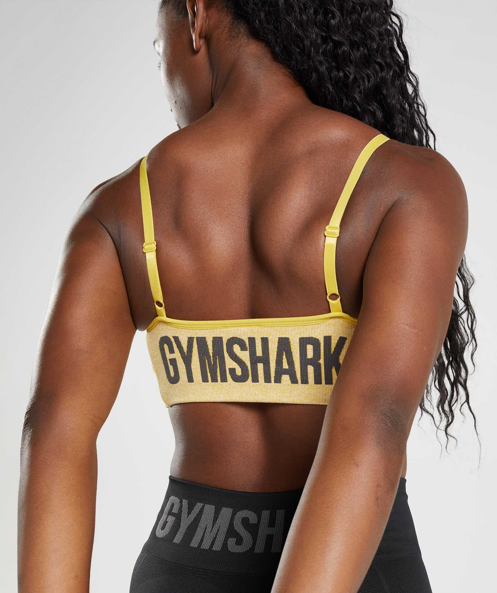 Yellow / White Gymshark Flex Strappy Women's Sports Bra | HVXRPT536