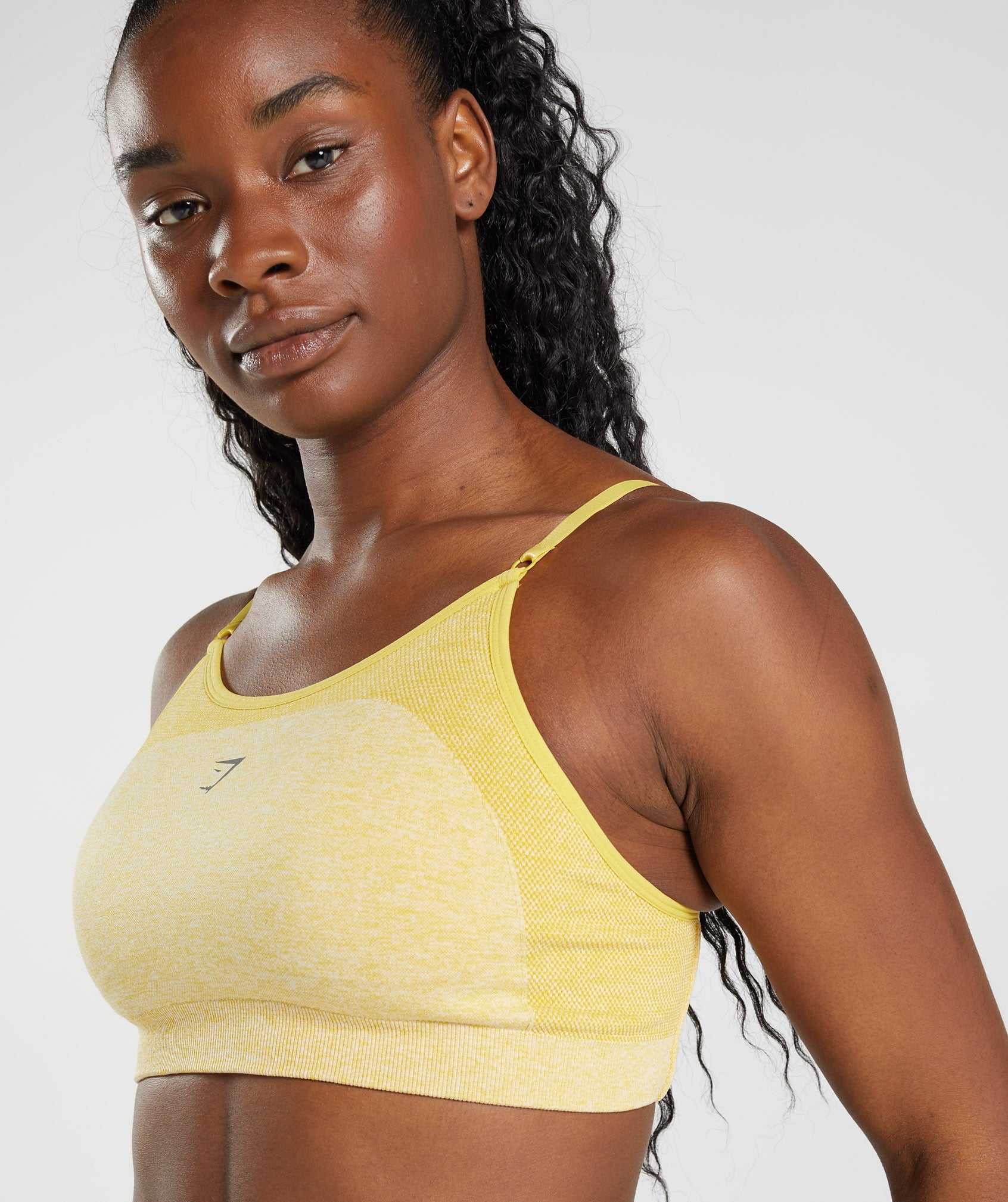 Yellow / White Gymshark Flex Strappy Women's Sports Bra | HVXRPT536